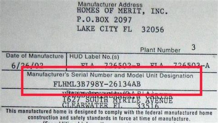 Does a manufactured home have a serial number