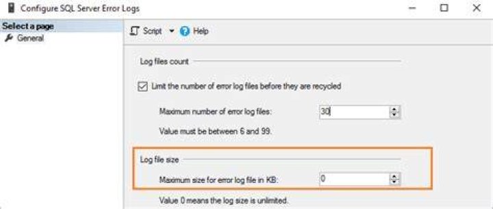 How do I limit the size of a SQL server log