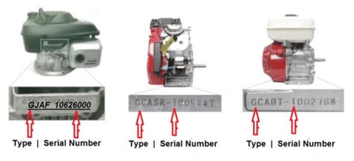 Where is serial number on Honda small engines